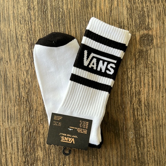 Vans Other - Vans crew sock size M 9.5-13/W 11-14.5. Black & white w/black stripes. NWT